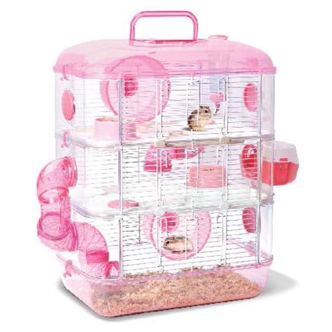 Jolly 3 Storey Crystal Hamster Cage In Pink Fancy
