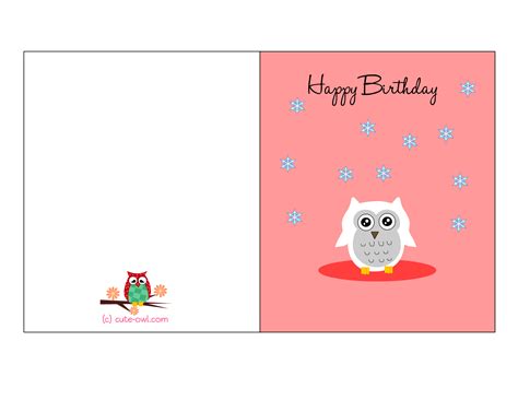 I have made free printable cards for this game with beautiful chevron background and in different colors. printable birthday cards for girls | Cute Snowy Owl Happy Birthday Card | Birthday card online ...
