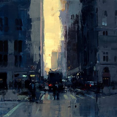 New York Sunset No 1 12 X 12 Inches Oil On Panel Jeremy Mann