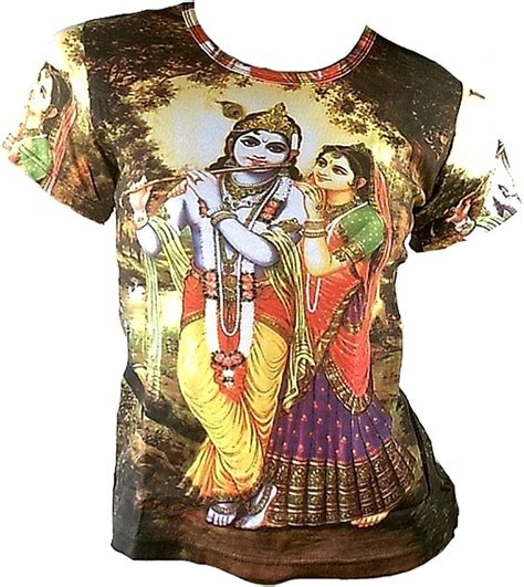 Ticila Damen T Shirt Grün Krishna And Radha Gottes Liebe Gott Love Bhakti