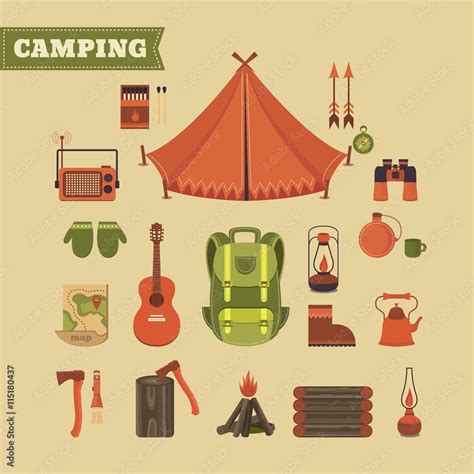 set of camping stock illustration adobe stock