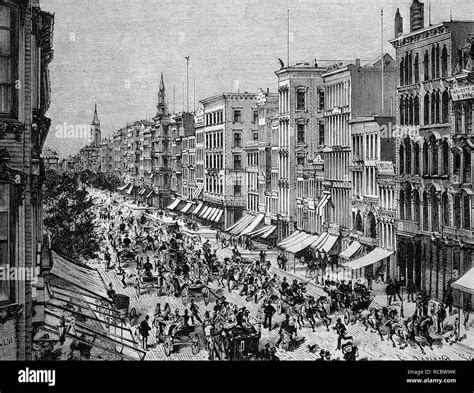 Broadway In 1888 New York Usa Historical Engraving 1888 Stock Photo