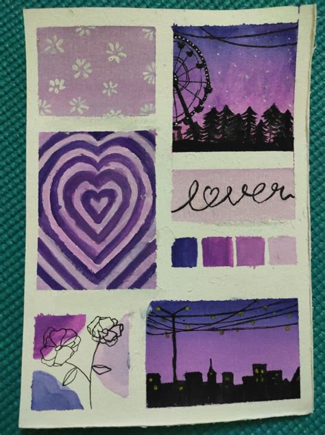 Purple Aesthetic Moodboard Purple Painting Book Art Drawings Small