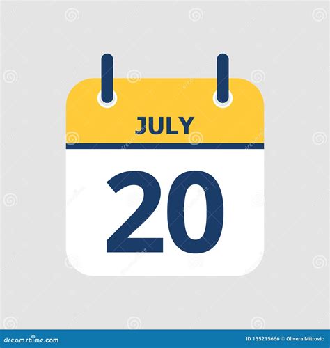 Calendar 20th Of July Stock Vector Illustration Of Note 135215666