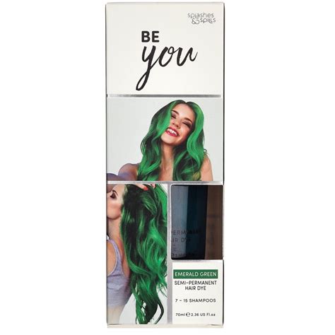 Dark and luscious, our deep colors feature velvet tones that are highly pigmented to last long and create richer tones. Be You Splashes & Spills Semi Permanent Hair Dye Emerald ...