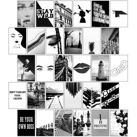Buy 30 Pieces Room Decor for Bedroom,Black and While Aesthetic Photo