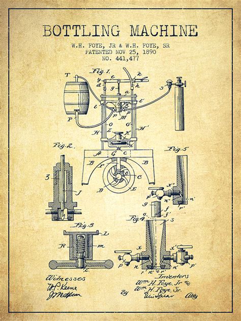 1890 Bottling Machine Patent Vintage Digital Art By Aged Pixel Pixels