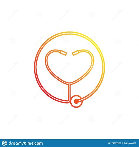 Heart Stethoscope Vector Logotype Linear Medical Logo Design Stock