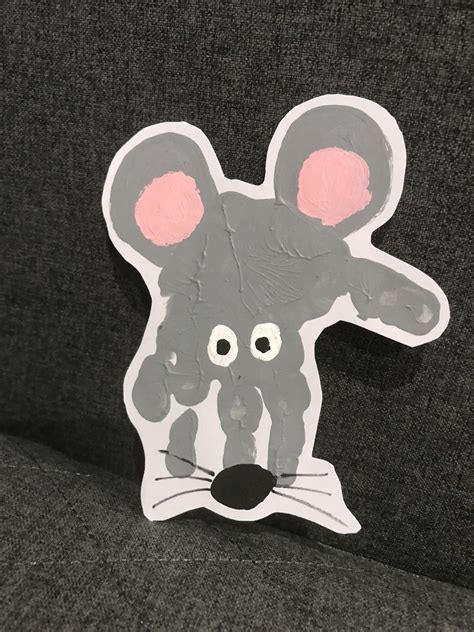 M Is For Mouse Handprint Painting Farm Preschool Mouse A Cookie