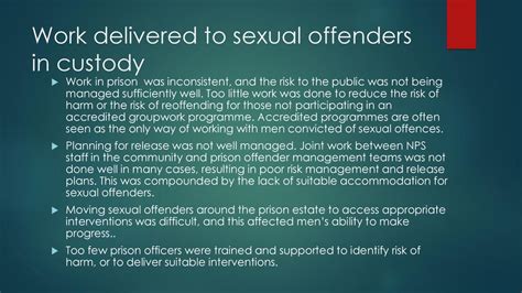 Management And Supervision Of Men Convicted Of Sexual Offences Ppt