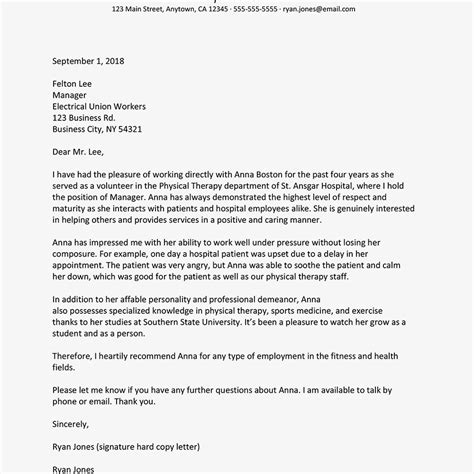 Sample Letter Of Recommendation For Student Volunteer Work ...