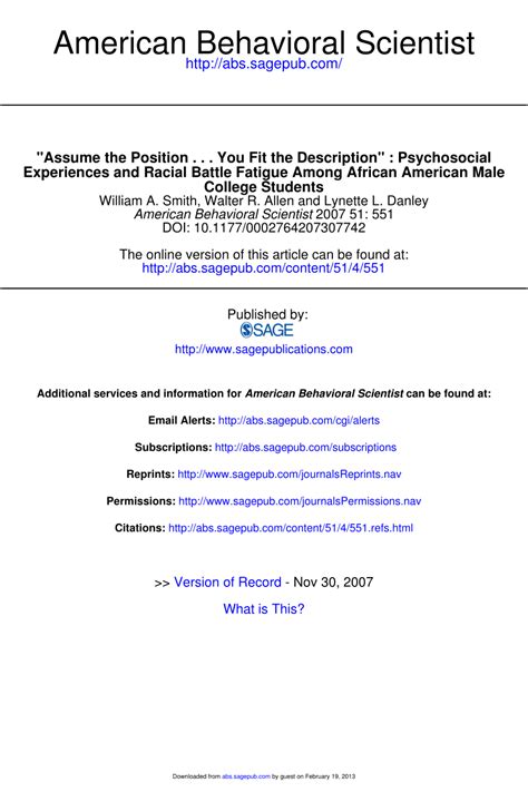 Pdf “assume The Position You Fit The Description” Psychosocial Experiences And Racial