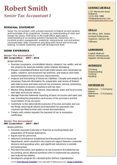 Sample Resume For Senior Tax Accountant Sutajoyod