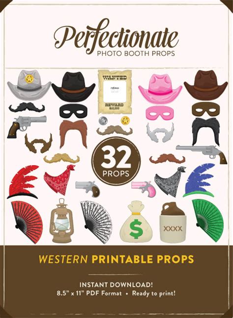 Diy Western Photo Booth Props 32 Printable Cowboy Props Etsy