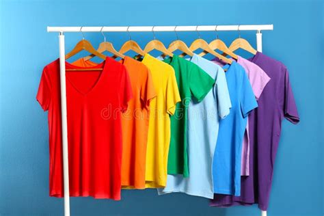 Bright Clothes On Background Rainbow Colors Stock Photo Image Of