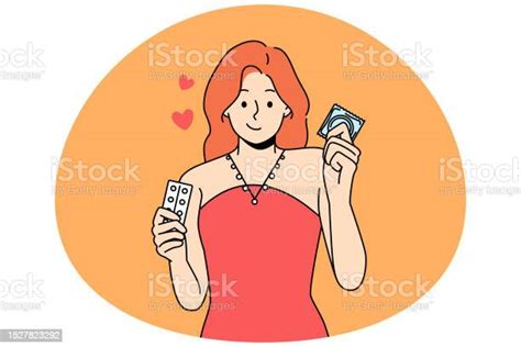 Woman Holding Contraception Methods For Pregnancy Prevention Stock