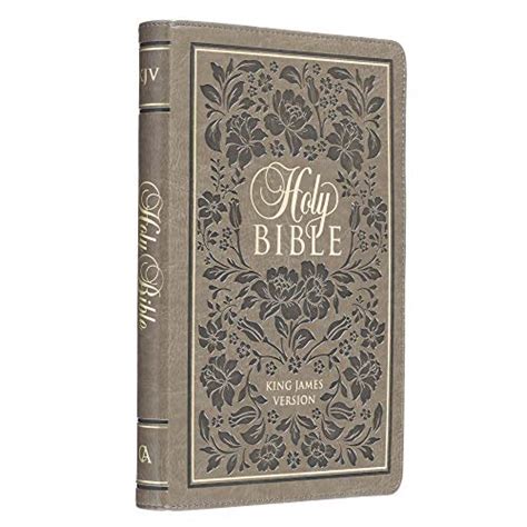 Kjv Holy Bible Thinline Large Print Bible Brown Floral Faux Leather