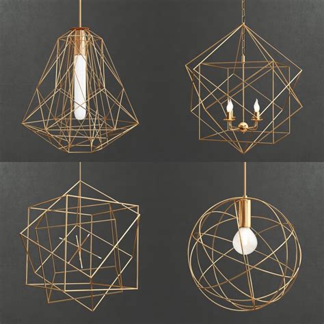 Collection Of Geometric Pendants 3d Model For Vray