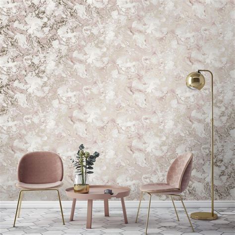 Liquid Marble Wallpaper Pink Gold In 2020 Gold Wallpaper Living Room