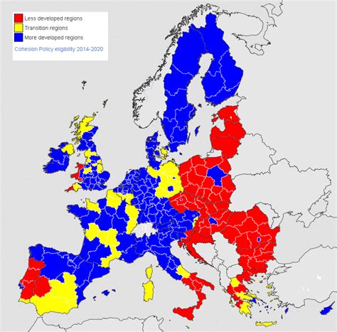 Map Of Eu Regions By Level Of Economic Development 2014 2020