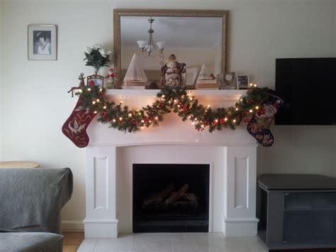 Mantle decoration. Garland from K Mart, lights wrapped around it