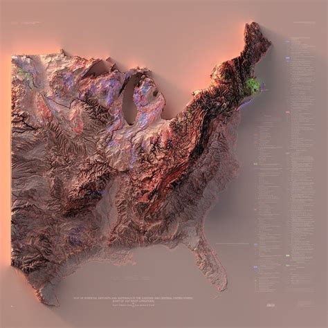 United States Mideast Surficial Deposits V2 Etsy Relief Map Earth