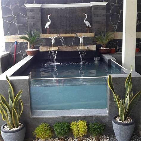 3 desain taman depan rumah minimalis lahan sempit. Kolam Ikan Mini Dari Kaca Taman Depan Rumah | Kolam ikan ...
