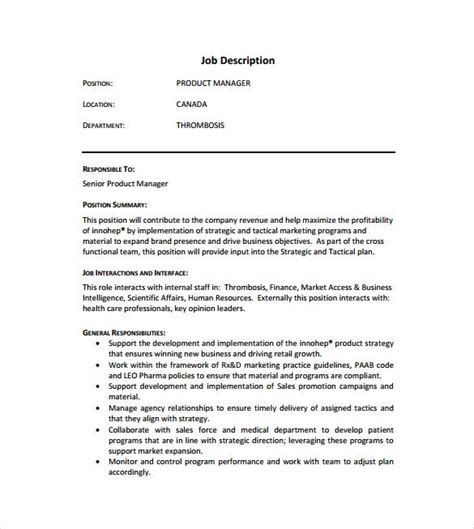 A bank manager�s primary task is to provide leadership to their staff, provide a high level of service and to increase the performance of their bank we have analyzed several job listings to identify these core bank manager duties and responsibilities. 11+ Product Manager Job Description Templates - Free ...