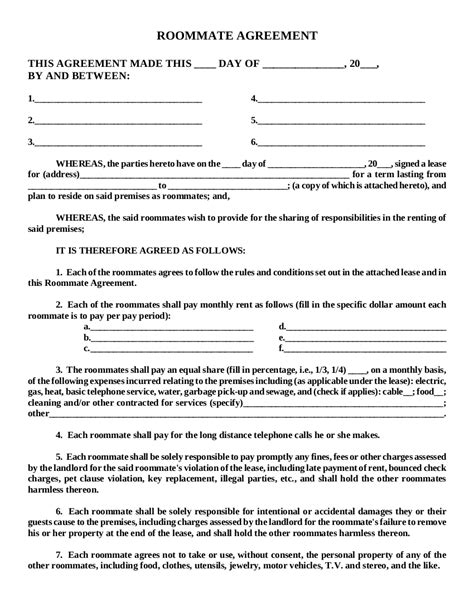 FREE 15+ Roommate Agreement Examples in PDF | Google Docs ...