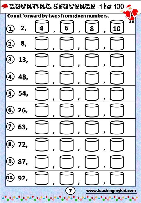 2nd Grade Math Worksheets Counting Sequence 1 100 Numbers