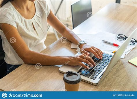 Businesswoman Typing On Laptop At Workplace Woman Working In Home
