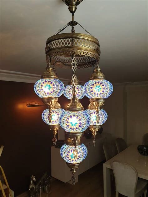 7 Globes Turkish Moroccan Mosaic Hanging Ceiling Lamp Pendant Etsy