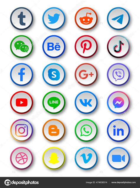 Social Media Icons Buttons Logos Facebook Twitter Instagram Youtube