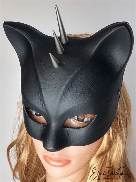 Máscara De Gato Catwoman Negra Con Remaches Etsy