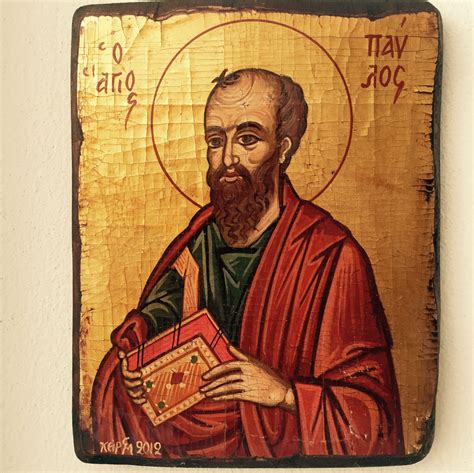 Byzantine Icon Of St Pauleggtempera On Canvasreligious Iconography