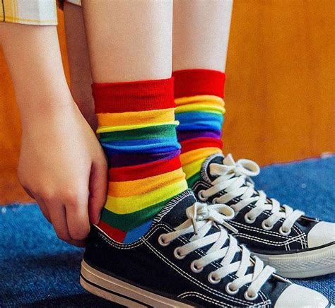 Rainbow Cute Socks Cosmique Studio Aesthetic Clothing