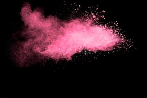 Pink Powder Explosion On Black Backgroundpink Dust Splash Cloud On