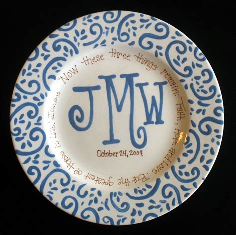 Handpainted Platter Monogrammed Plate Wedding T 3650 Via