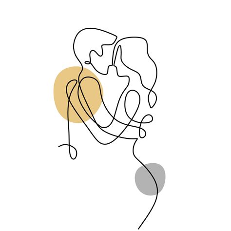 pareja besándose dibujo lineal amor minimalista e idea romántica