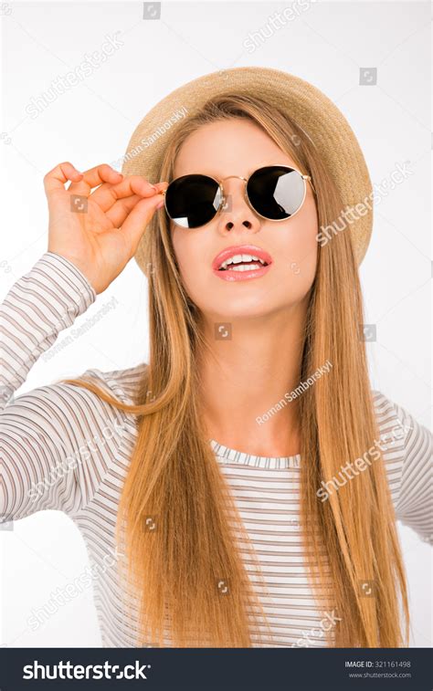 sexy girl glasses hat foto de stock 321161498 shutterstock
