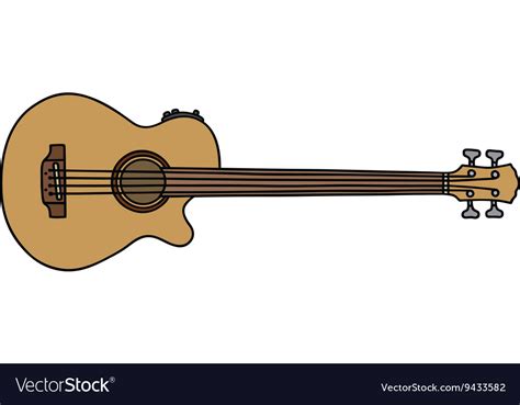 Acoustic Fretless Bass Guitar Royalty Free Vector Image