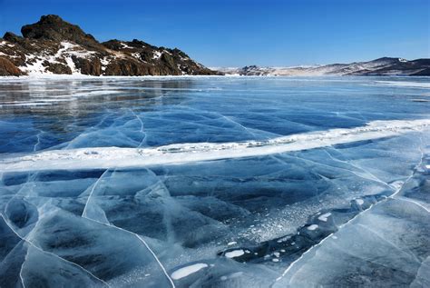 Russia Scenery Lake Winter Baikal Ice Nature Wallpaper 5200x3481