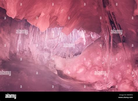 Pink Ice Cave In Antarctica Stock Photo Alamy