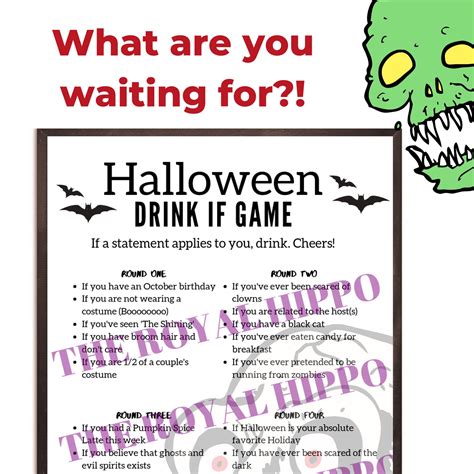 Adult Halloween Game Halloween Drinking Game Etsy