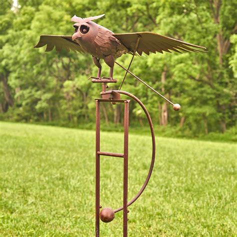 Large Iron Rocking Owl Winslow With Moving Wings