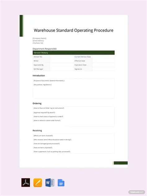 Laboratory Standard Operating Procedure Template In Word Pdf Pages