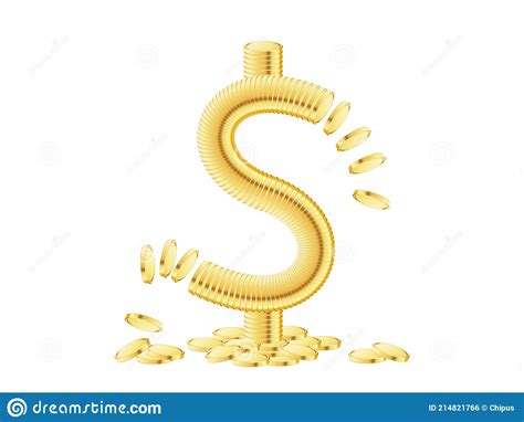 Golden Dollar Sign Made Of Coins Coins Fall Stock Vector