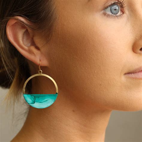 Turquoise Watercolour Hoop Earrings By Silk Purse Sow S Ear