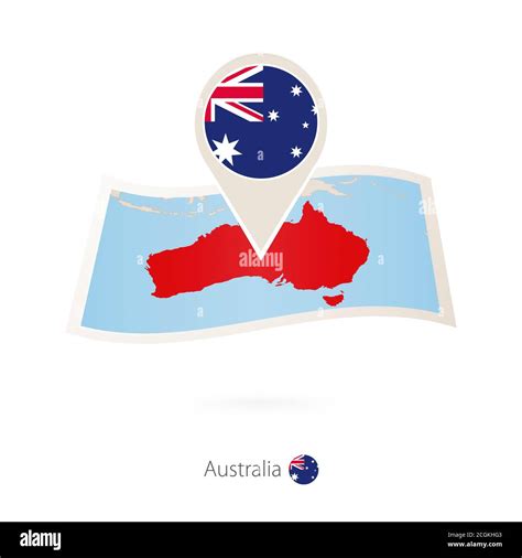 Folded Paper Map Of Australia With Flag Pin Of Australia Vector