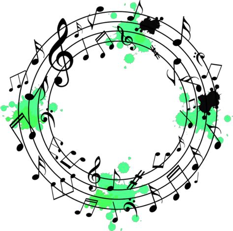 Music Musicnote Note Notes Green Round Circle Music Notes Round Png